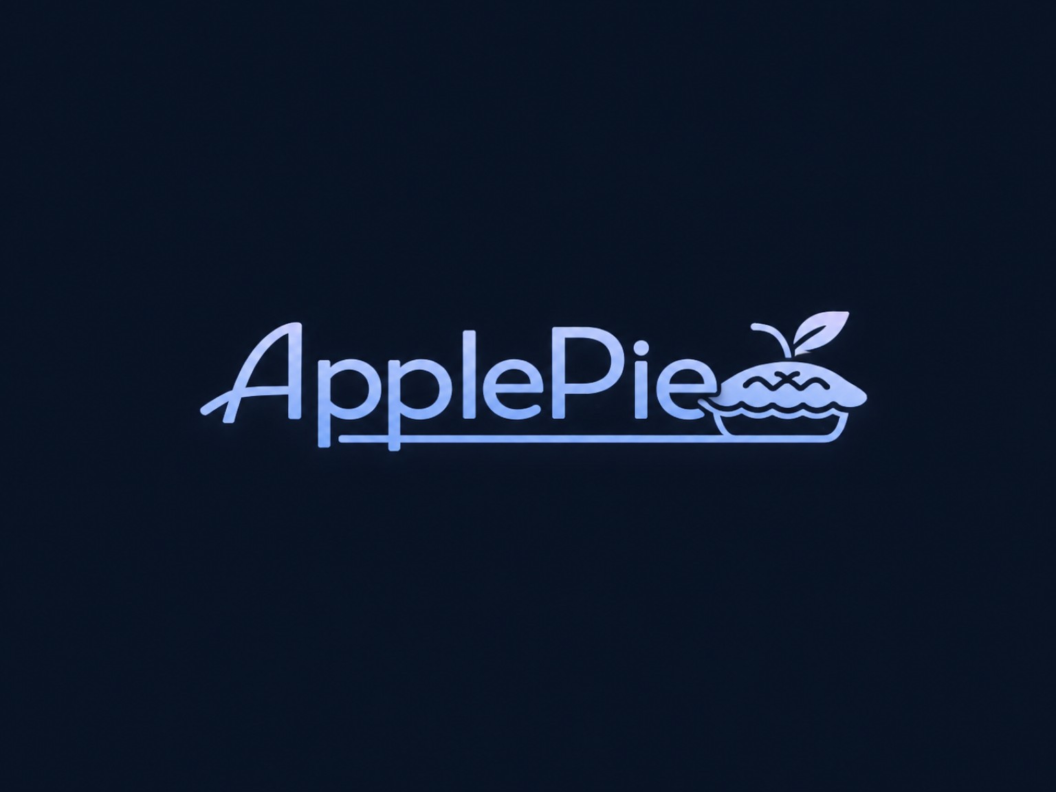 ApplePie 글자와 파이 모양 심볼로 구성된 애플파이 로고